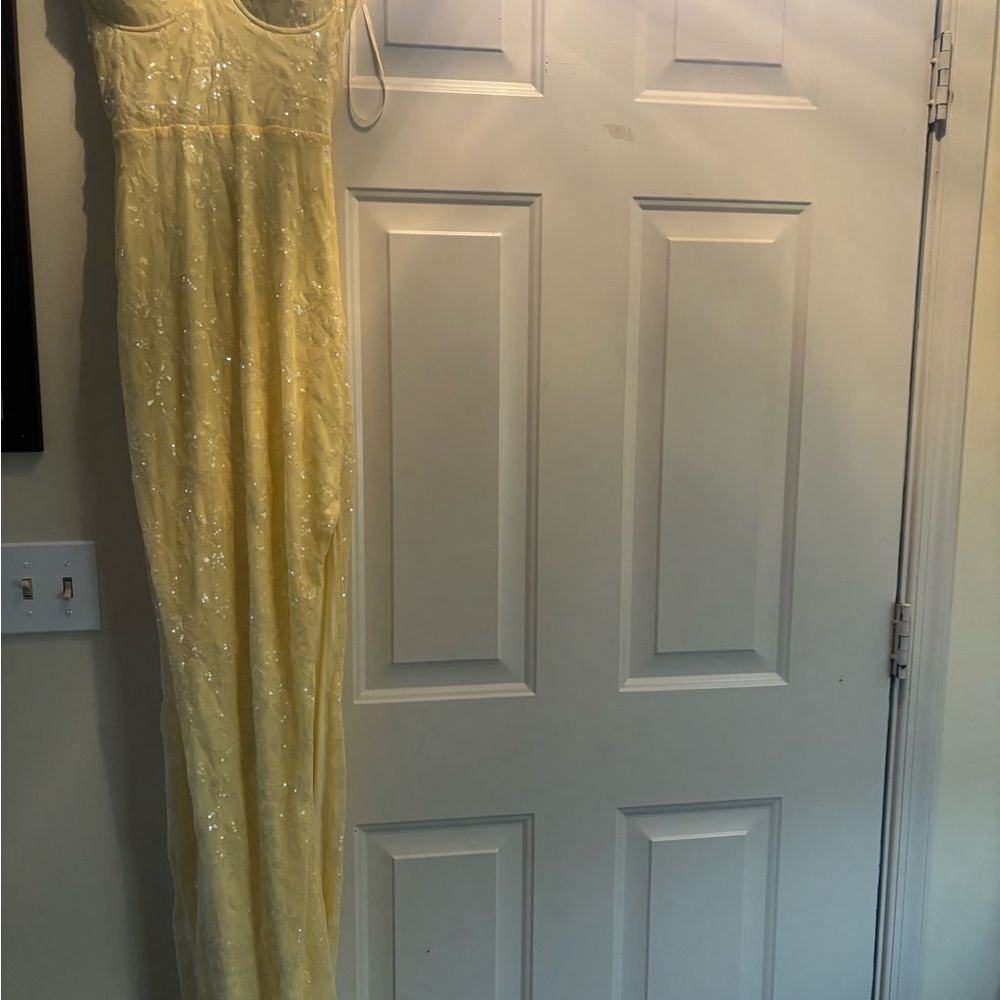 Windsor Yellow Sequin Prom Dress